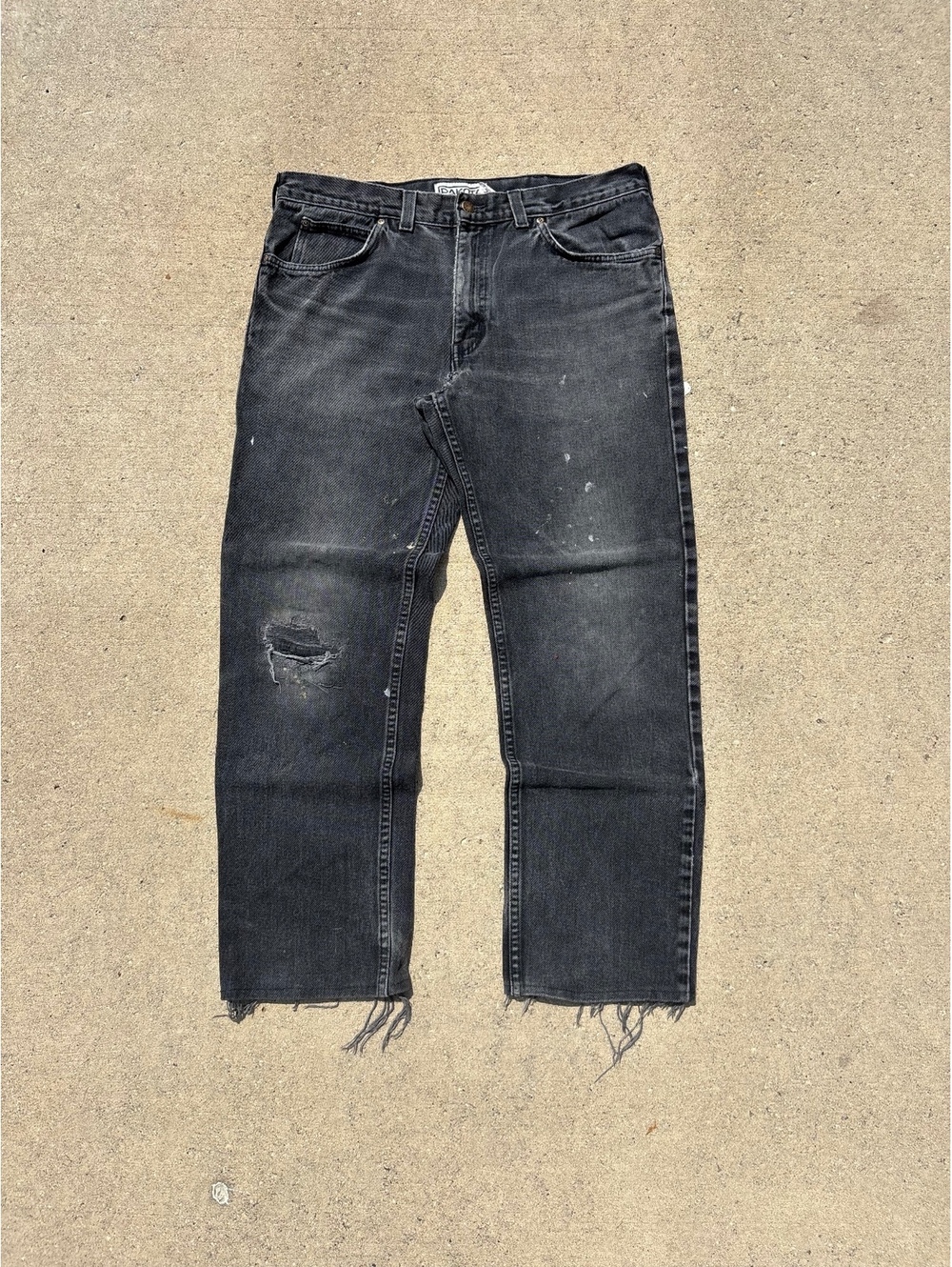 Vintage Dakota Black Distressed Straight Leg Jeans repaired